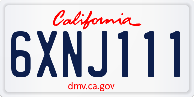CA license plate 6XNJ111