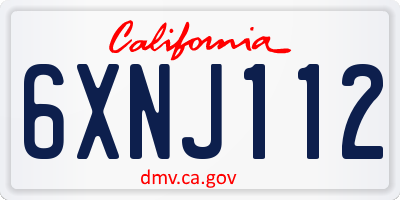 CA license plate 6XNJ112