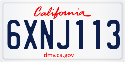 CA license plate 6XNJ113