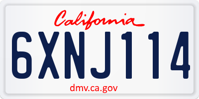 CA license plate 6XNJ114