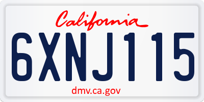 CA license plate 6XNJ115