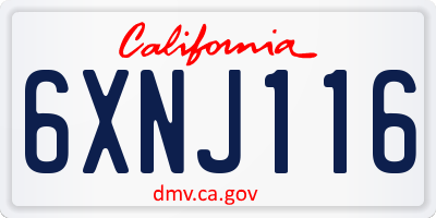 CA license plate 6XNJ116