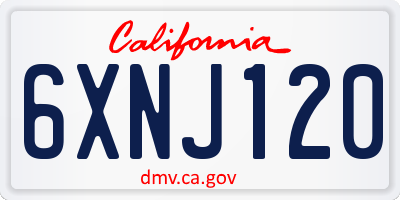CA license plate 6XNJ120