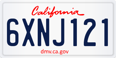 CA license plate 6XNJ121