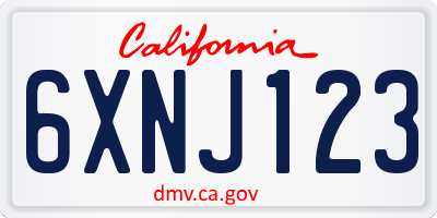 CA license plate 6XNJ123