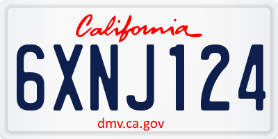 CA license plate 6XNJ124