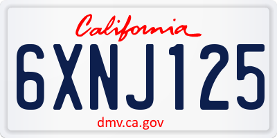 CA license plate 6XNJ125