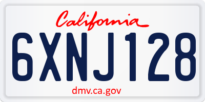 CA license plate 6XNJ128