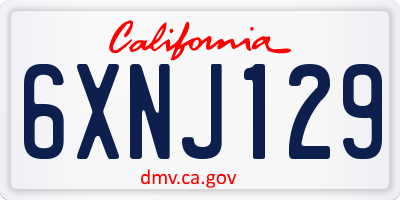 CA license plate 6XNJ129
