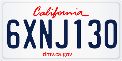 CA license plate 6XNJ130