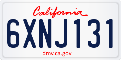 CA license plate 6XNJ131
