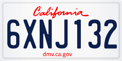CA license plate 6XNJ132