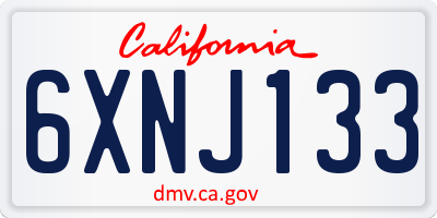 CA license plate 6XNJ133