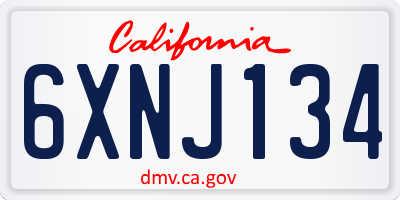 CA license plate 6XNJ134