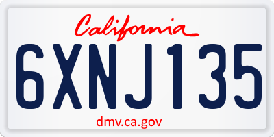 CA license plate 6XNJ135