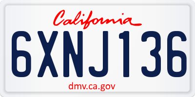 CA license plate 6XNJ136