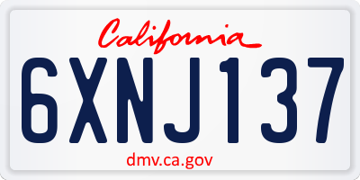 CA license plate 6XNJ137