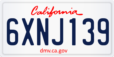 CA license plate 6XNJ139