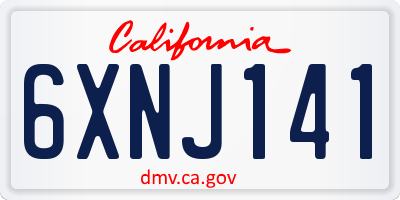 CA license plate 6XNJ141