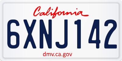 CA license plate 6XNJ142