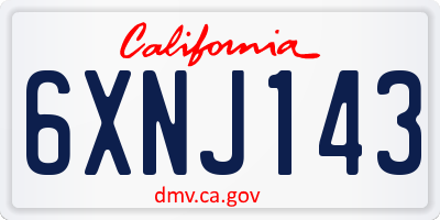 CA license plate 6XNJ143