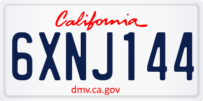 CA license plate 6XNJ144