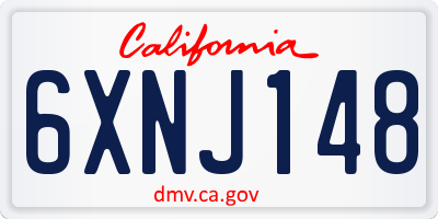 CA license plate 6XNJ148