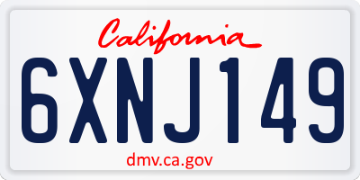 CA license plate 6XNJ149