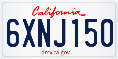CA license plate 6XNJ150