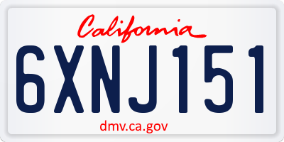 CA license plate 6XNJ151
