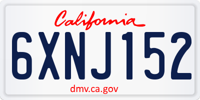 CA license plate 6XNJ152