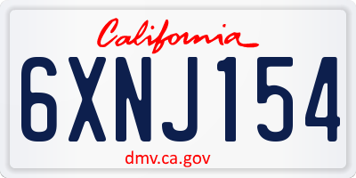 CA license plate 6XNJ154
