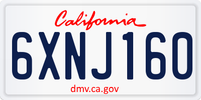 CA license plate 6XNJ160