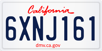 CA license plate 6XNJ161