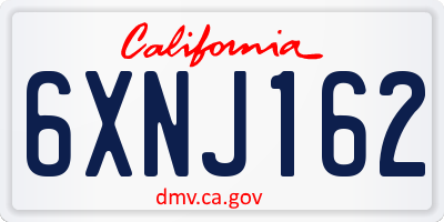 CA license plate 6XNJ162