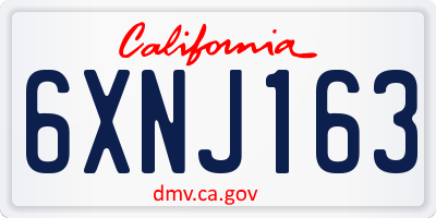 CA license plate 6XNJ163