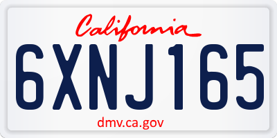 CA license plate 6XNJ165