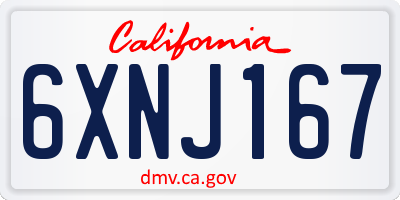 CA license plate 6XNJ167