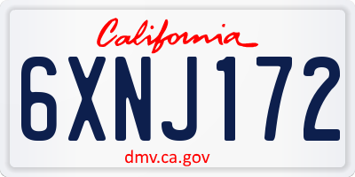 CA license plate 6XNJ172