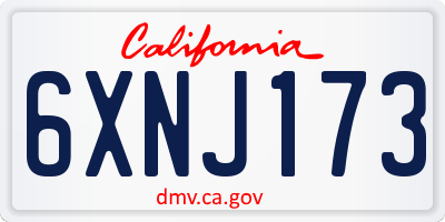 CA license plate 6XNJ173
