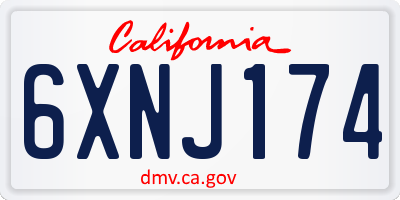 CA license plate 6XNJ174