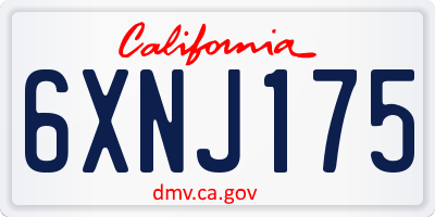 CA license plate 6XNJ175
