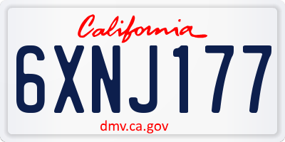 CA license plate 6XNJ177