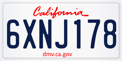 CA license plate 6XNJ178