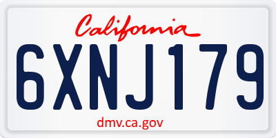 CA license plate 6XNJ179