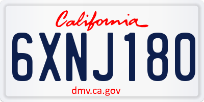 CA license plate 6XNJ180