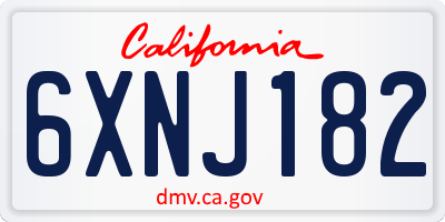 CA license plate 6XNJ182