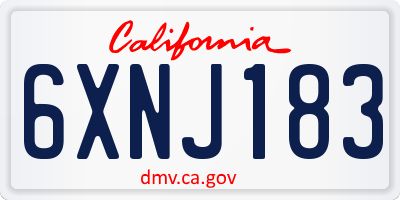 CA license plate 6XNJ183