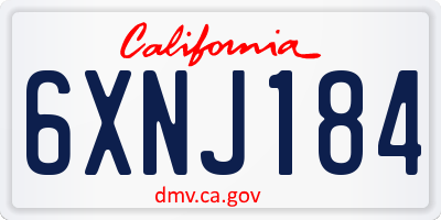 CA license plate 6XNJ184