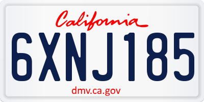 CA license plate 6XNJ185